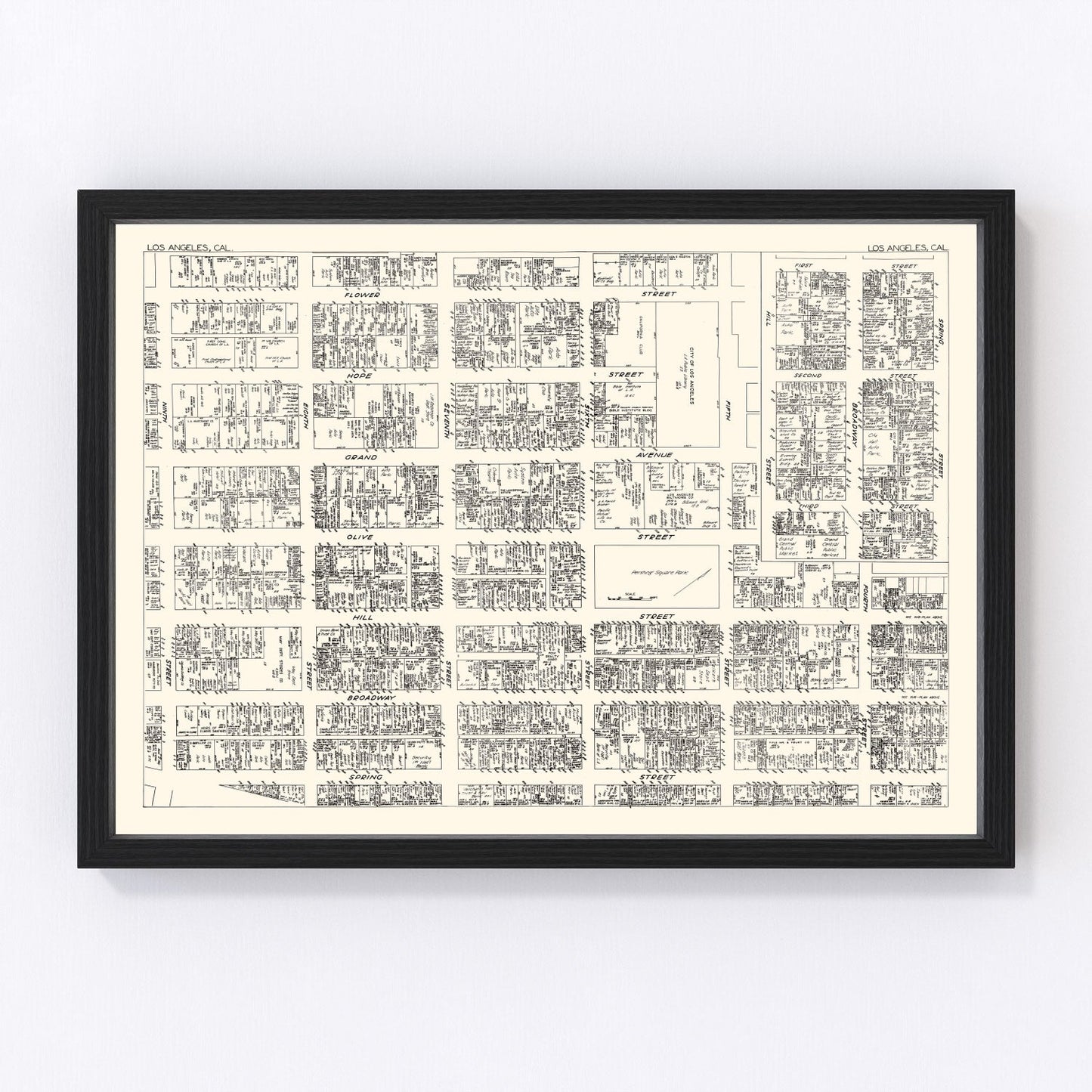 Vintage Map of Los Angeles, CA Business Section 1929