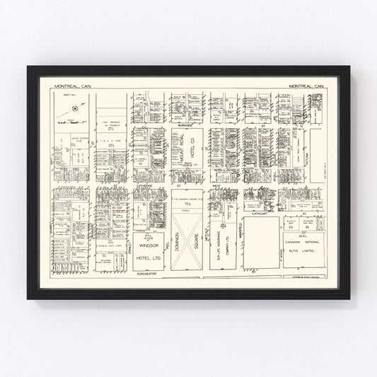 Vintage Map of Montreal, Canada 1929