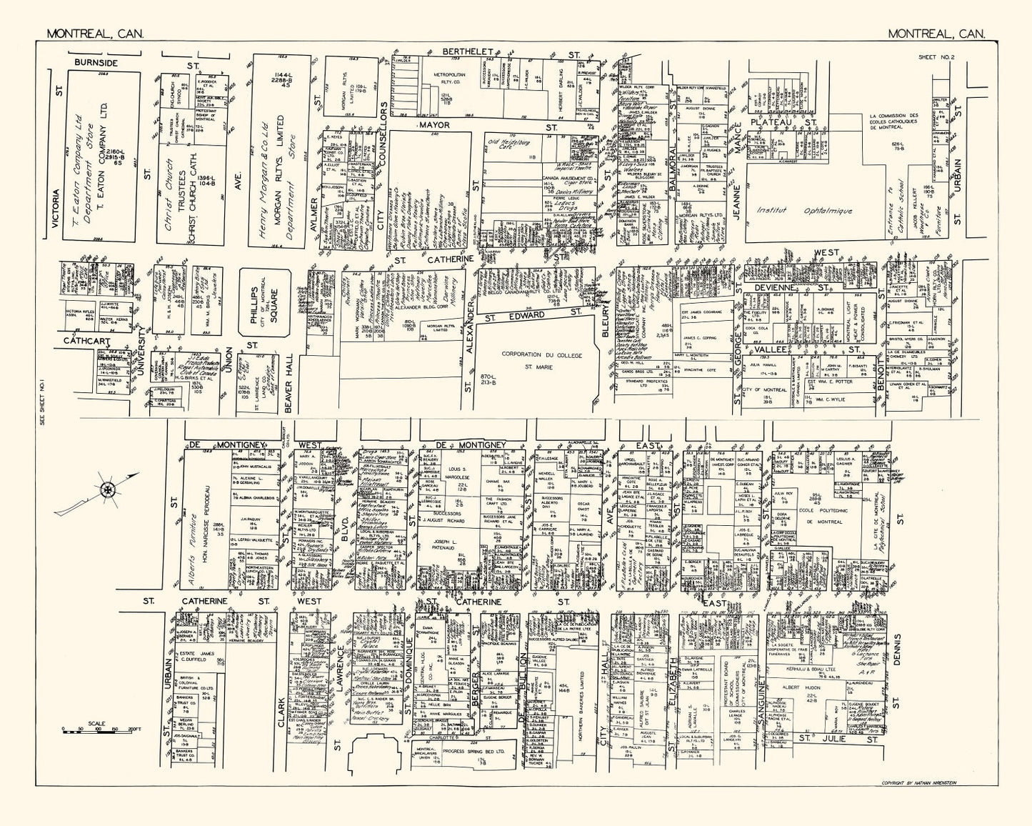 Vintage Map of Montreal, Canada 1929