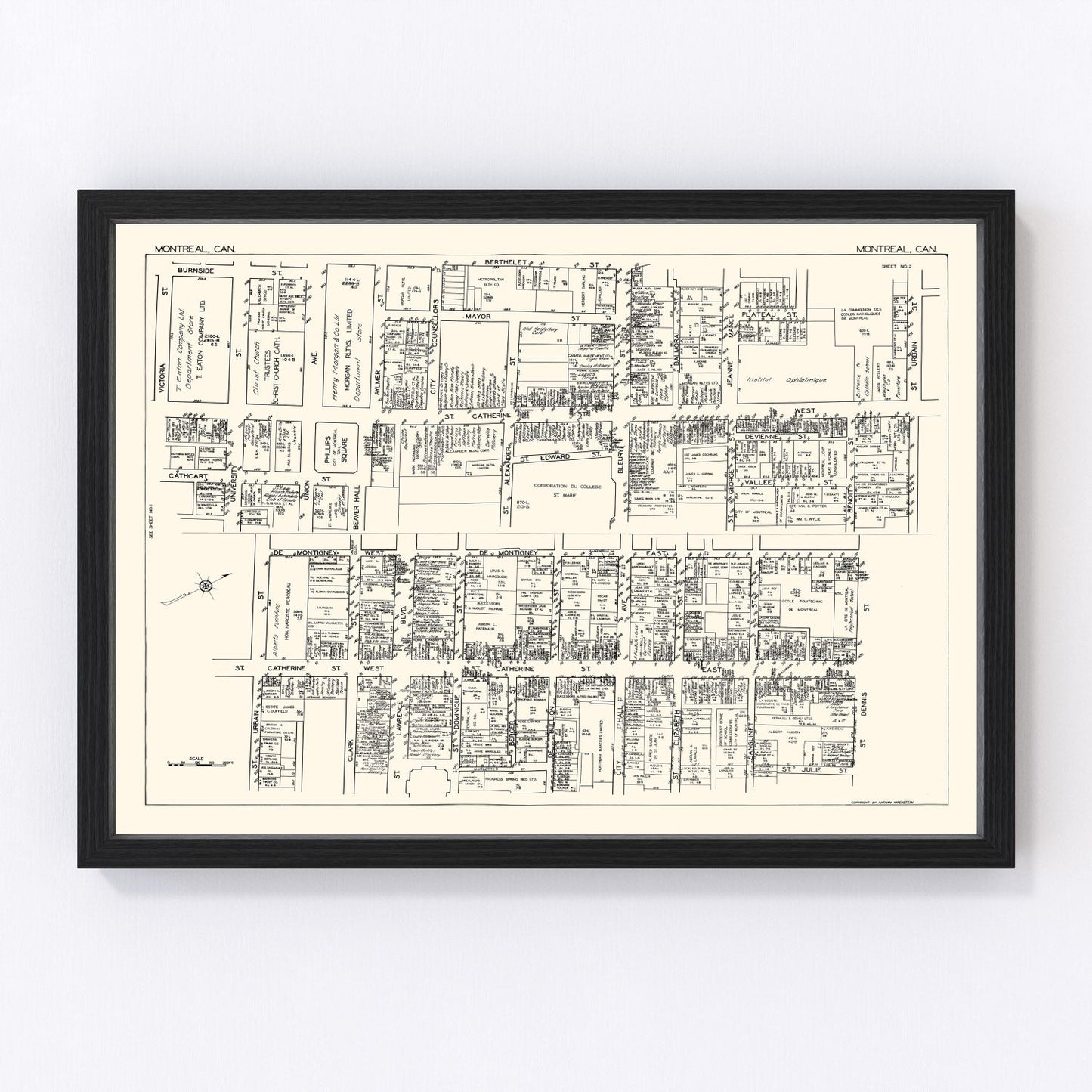 Vintage Map of Montreal, Canada 1929