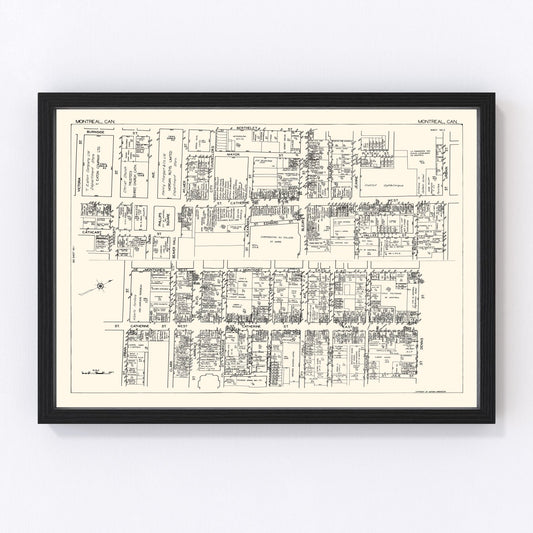 Vintage Map of Montreal, Canada 1929