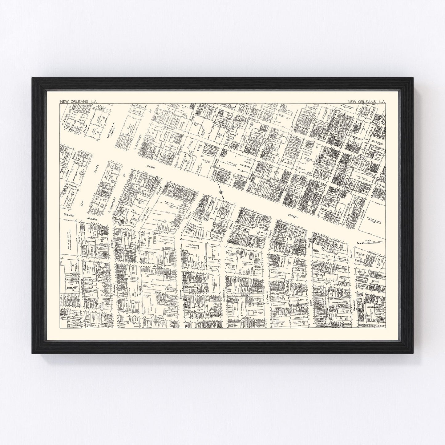 Vintage Map of New Orleans, LA Business Section 1929