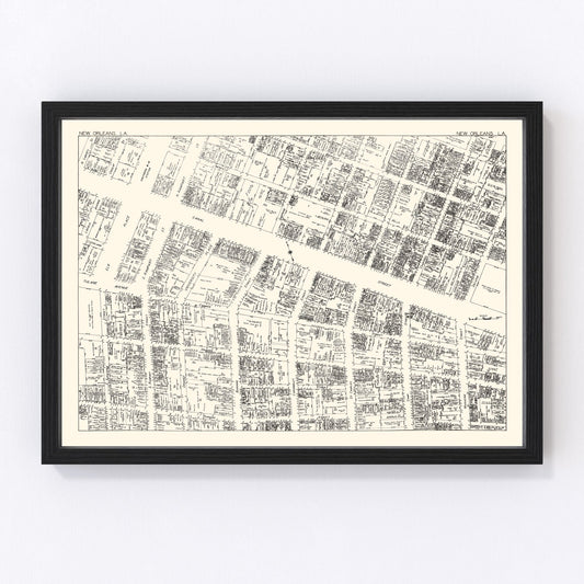 Vintage Map of New Orleans, LA Business Section 1929
