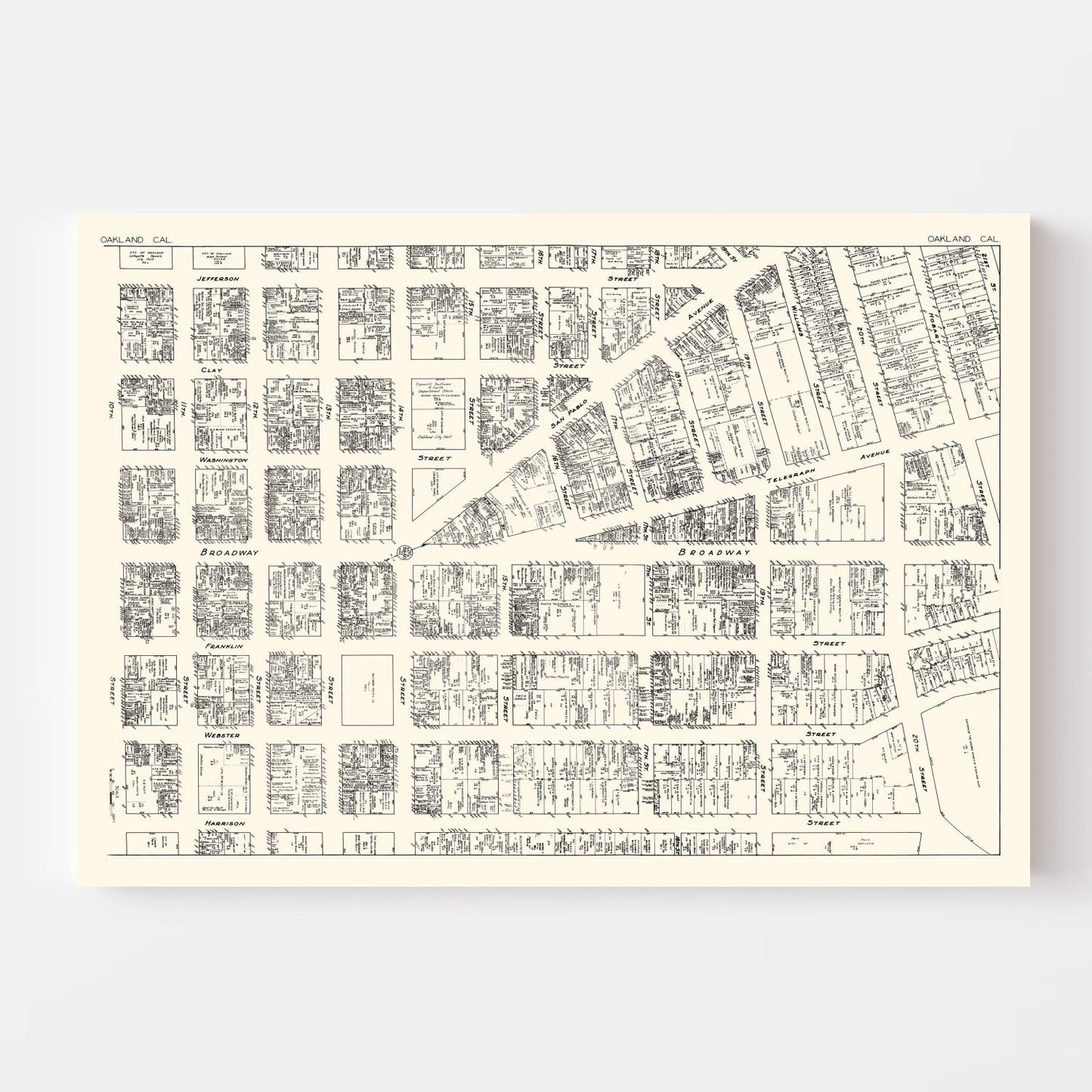 Vintage Map of Oakland, CA Business Section 1929
