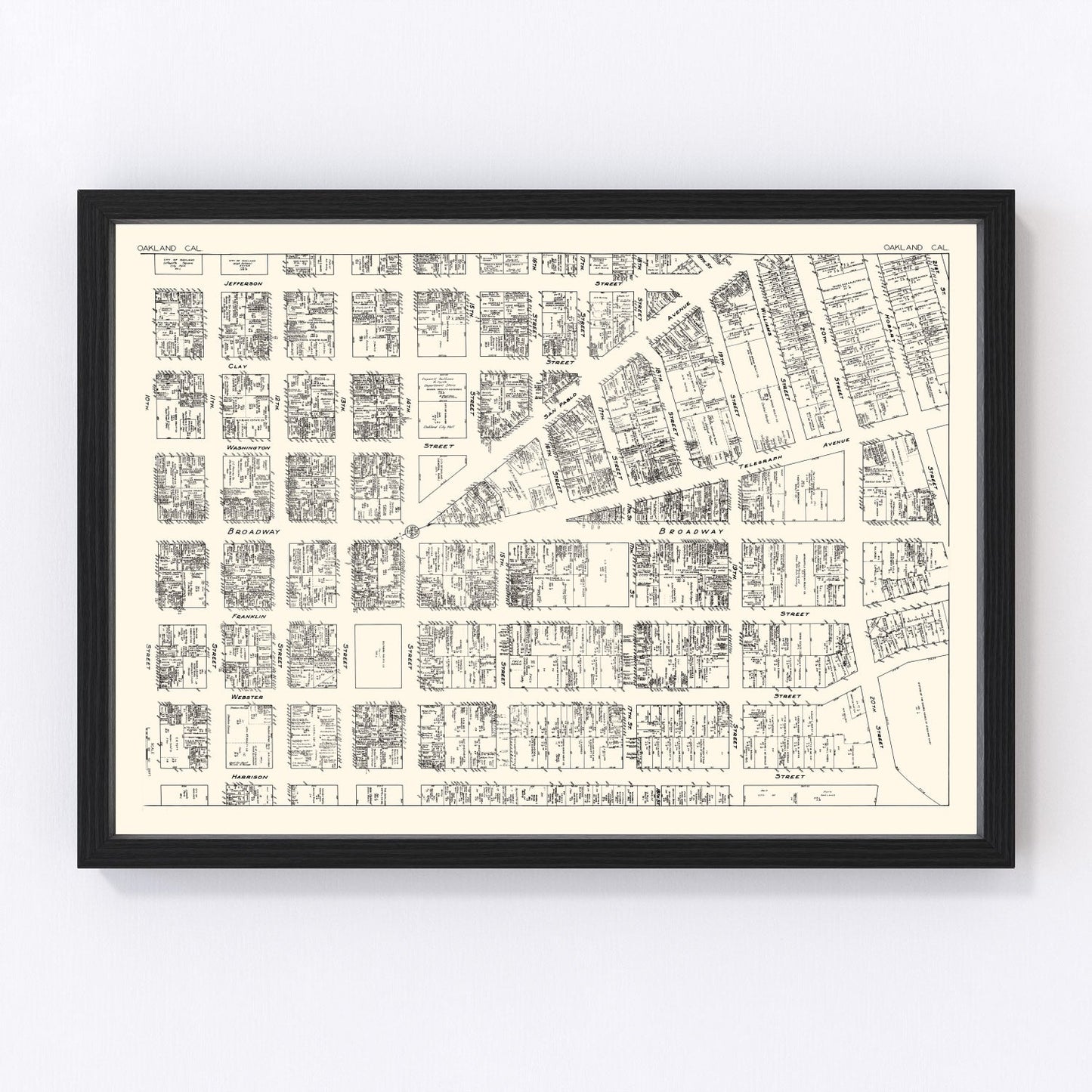 Vintage Map of Oakland, CA Business Section 1929