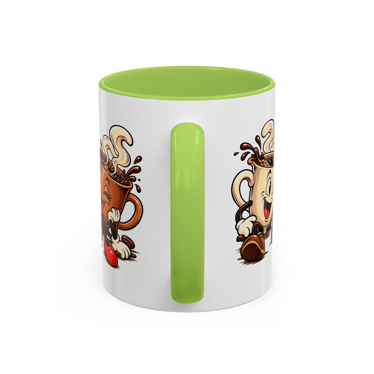 Coffee Cartoon Mug — Cute Dancing Coffee Cups Accent Mug