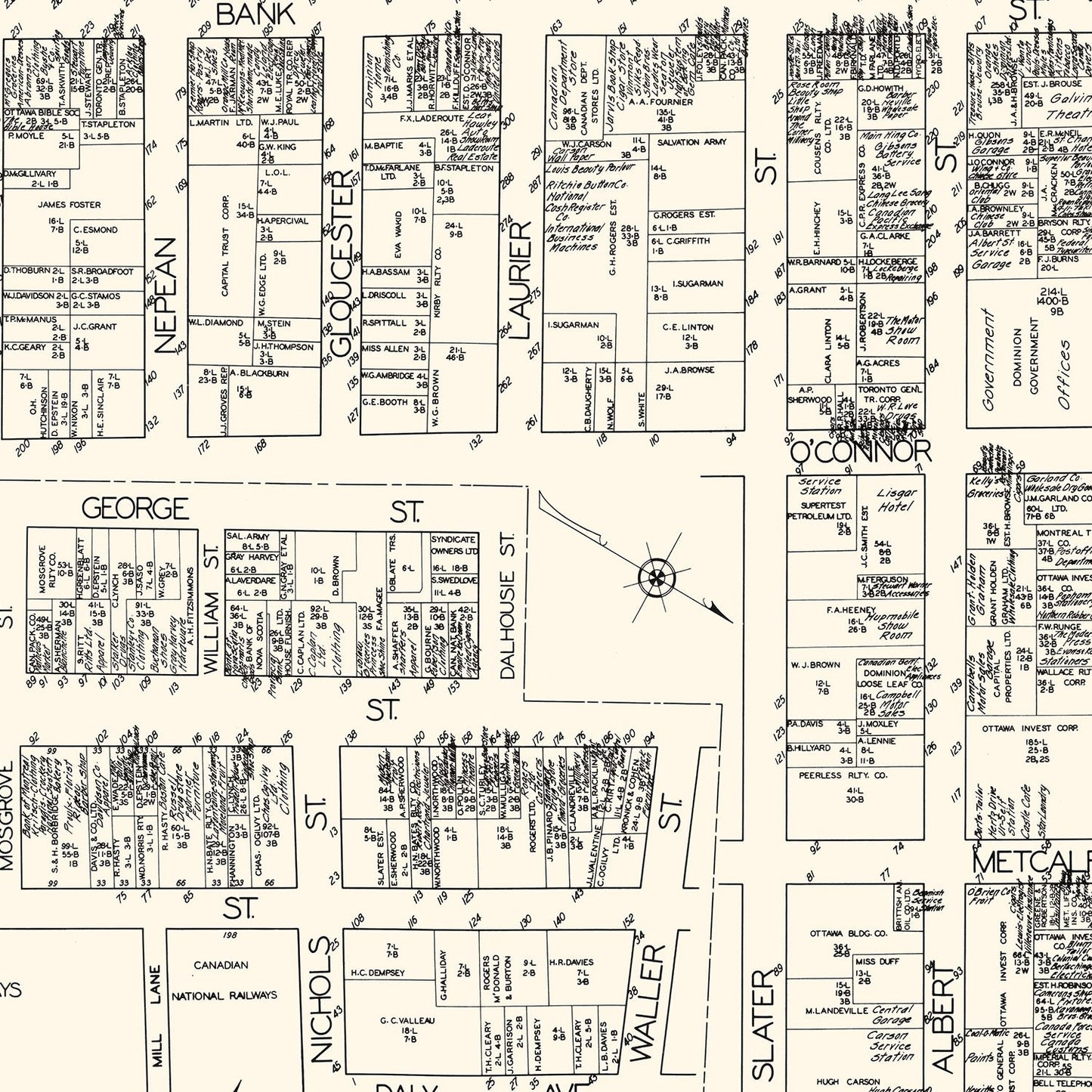 Vintage Map of Ottawa, Canada 1929