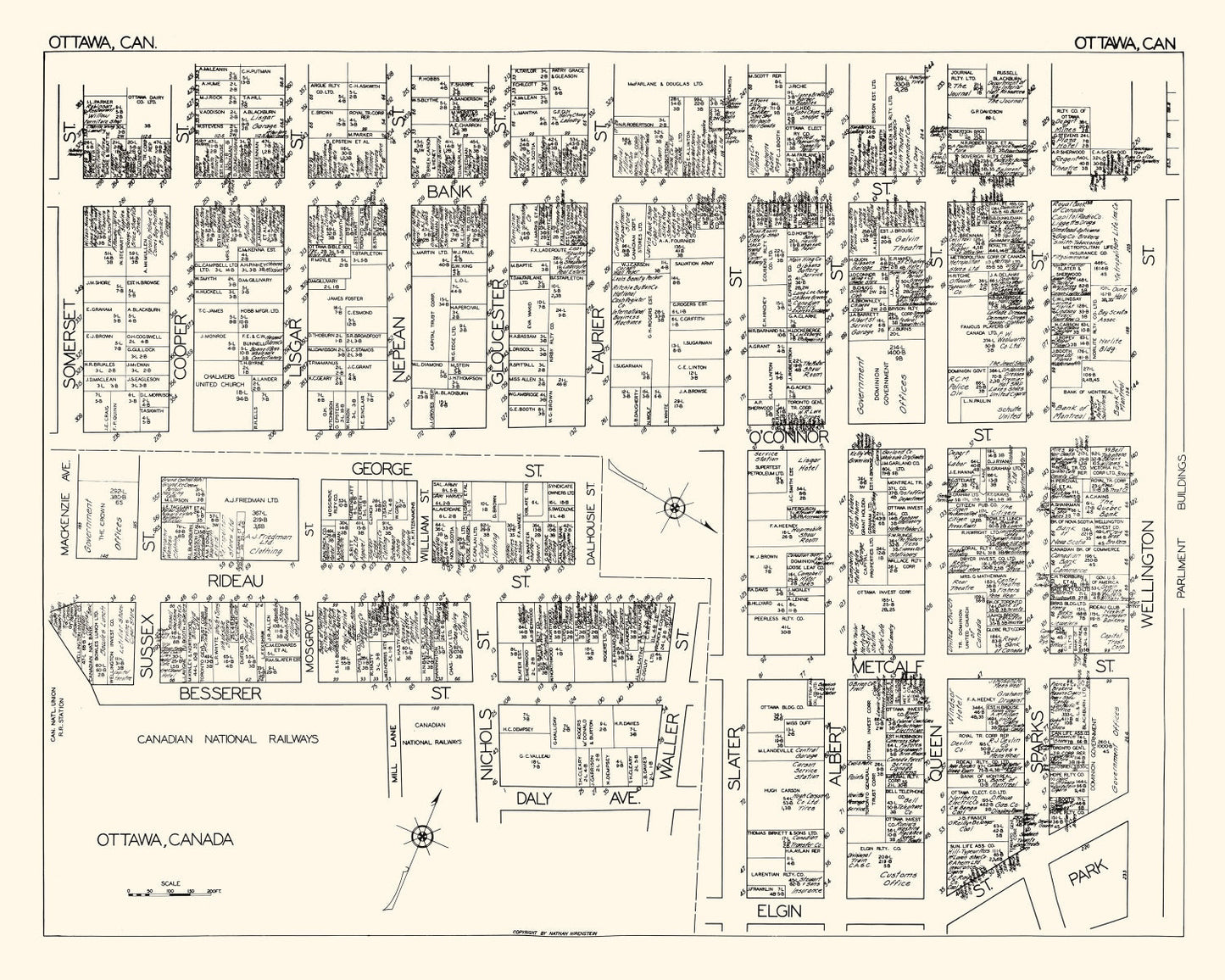 Vintage Map of Ottawa, Canada 1929