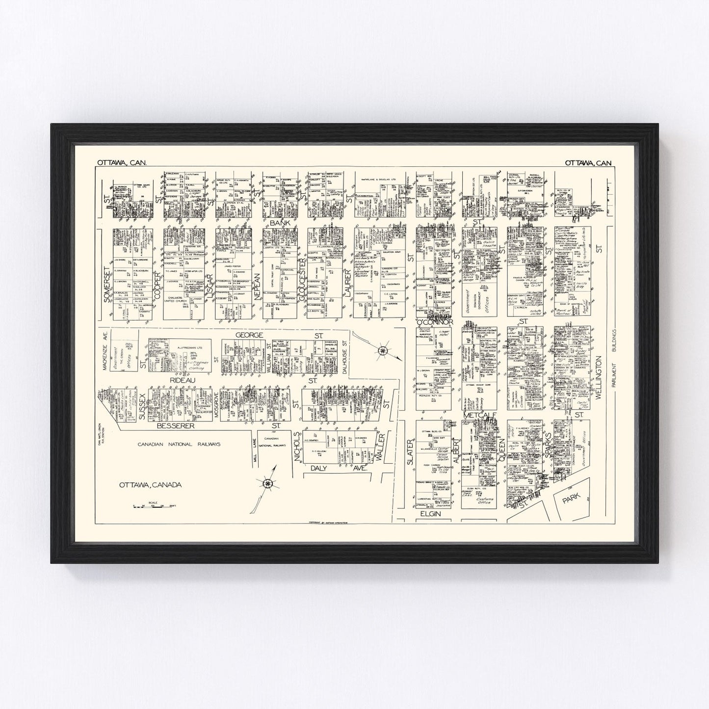 Vintage Map of Ottawa, Canada 1929