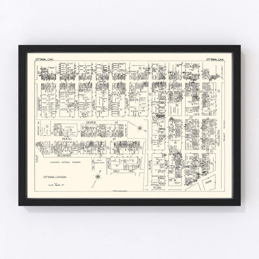 Vintage Map of Ottawa, Canada 1929