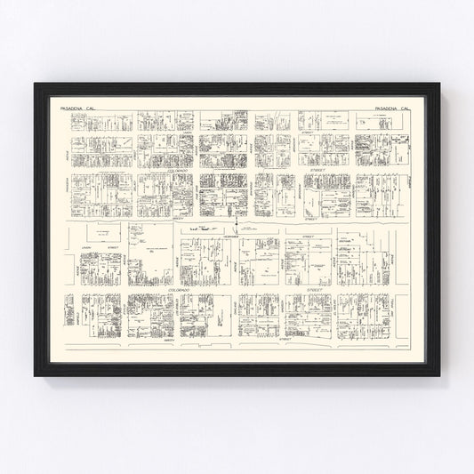 Vintage Map of Pasadena, CA Business Section 1929