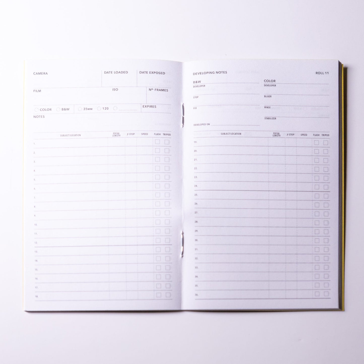 Film Photography Log | 35mm & 120 Film Logbook | WRKBKS