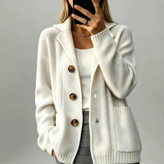 Women's Suit-Collar Thickened Knit Cardigan Coat