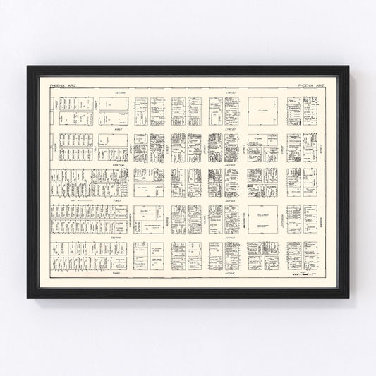Vintage Map of Phoenix, AZ Business Section 1929
