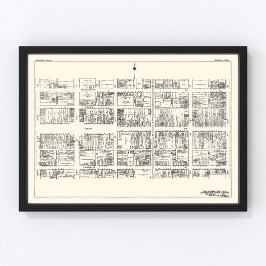 Vintage Map of Reading, PA Business Section 1929