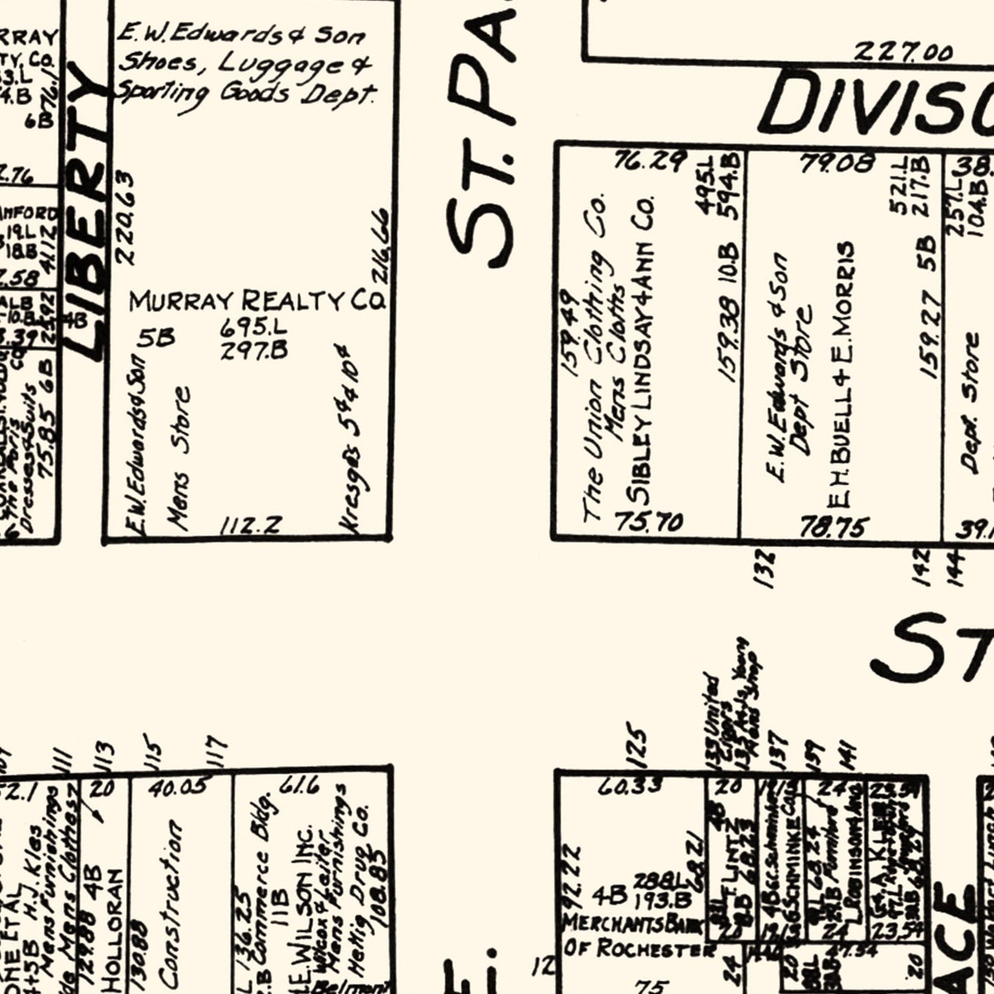 Vintage Map of Rochester, NY Business Section 1929