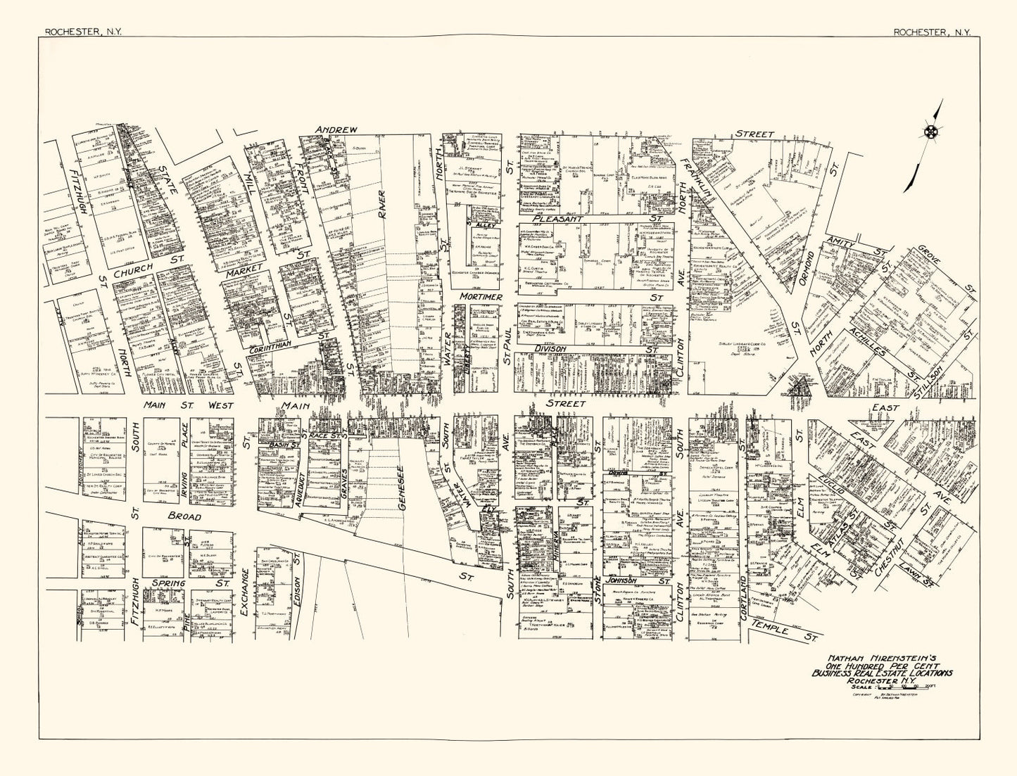 Vintage Map of Rochester, NY Business Section 1929