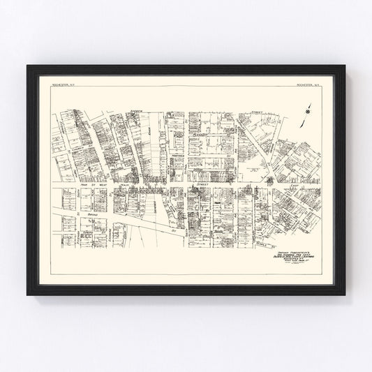 Vintage Map of Rochester, NY Business Section 1929
