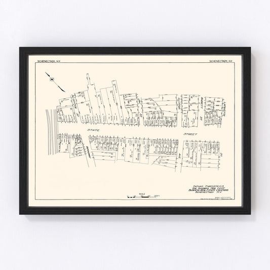 Vintage Map of Schenectady, NY Business Section 1929