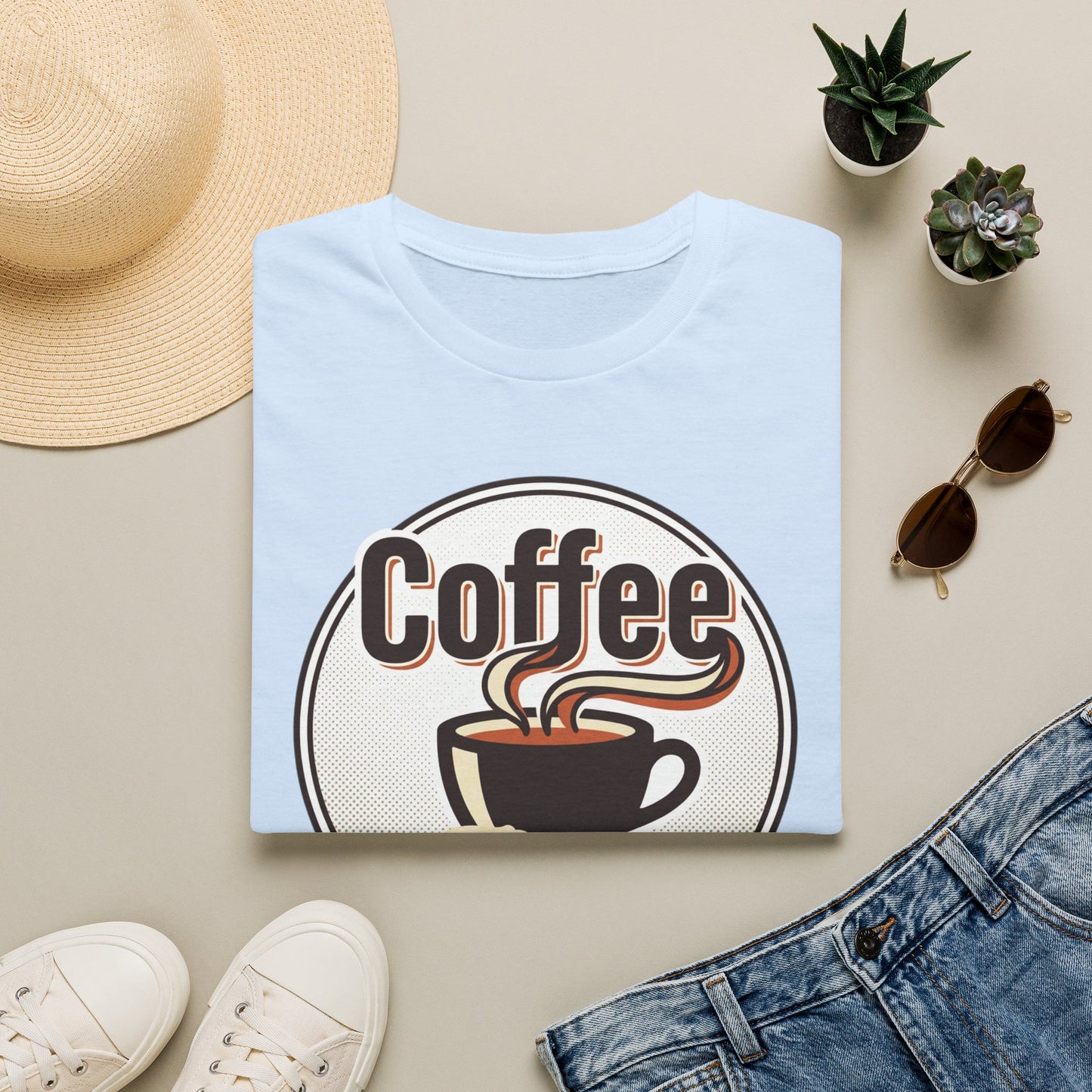 Coffee First T-Shirt — Retro Coffee Cup Graphic Tee for Coffee Lovers