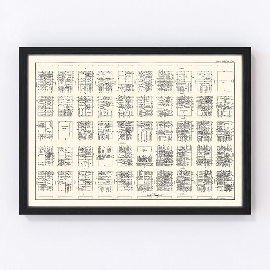Vintage Map of San Diego, CA Business Section 1929