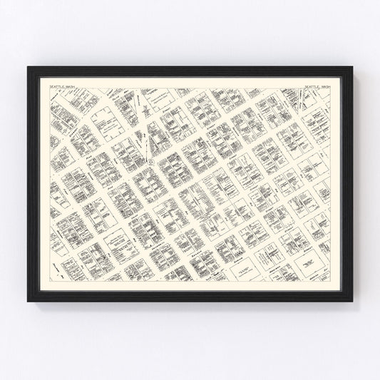 Vintage Map of Seattle, WA Business Section 1929