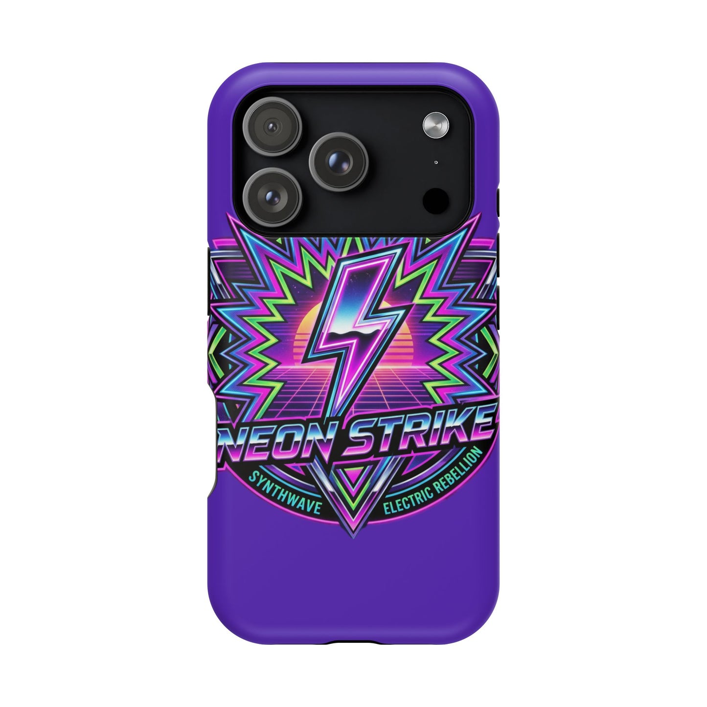 Neon Strike Phone Case — Retro 80s Lightning Magnetic Impact-Resistant Cover