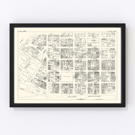 Vintage Map of St. Paul, MN Business Section 1929