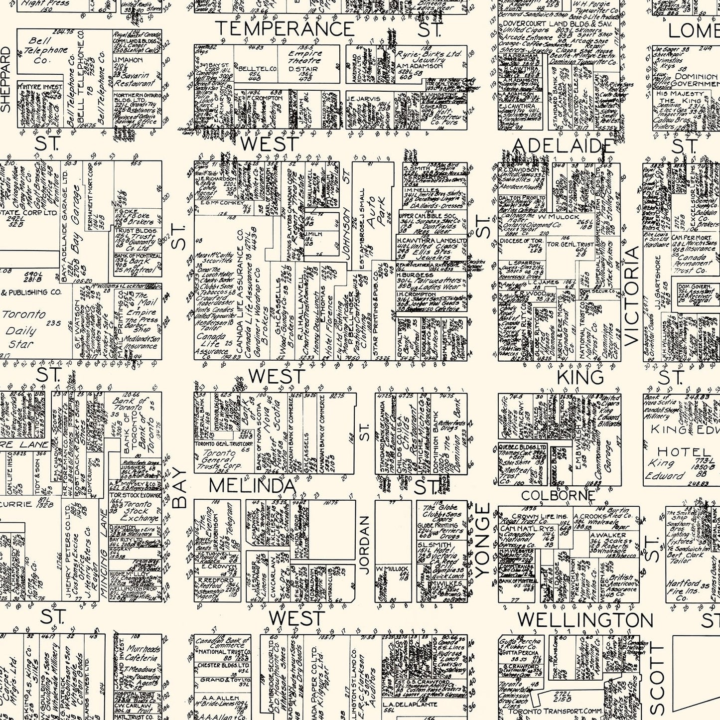 Vintage Map of Toronto, Canada 1929