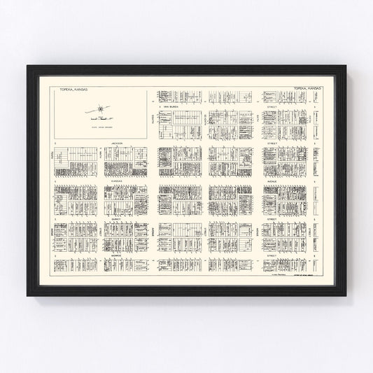 Vintage Map of Topeka, KS Business Section 1929