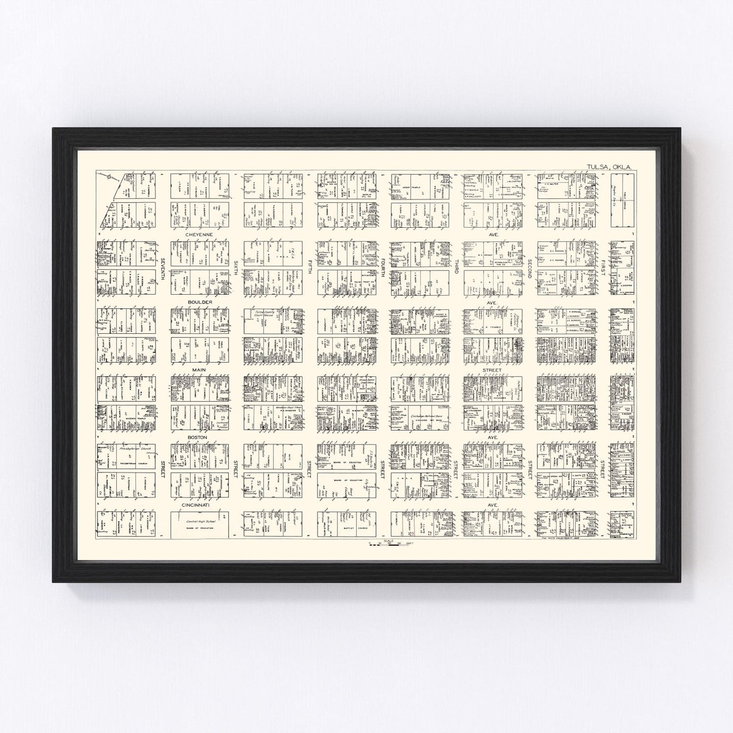 Vintage Map of Tulsa, OK Business Section 1928