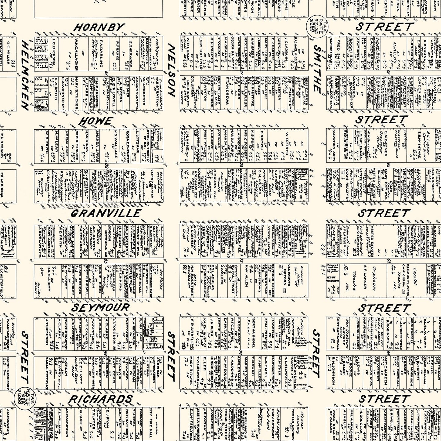 Vintage Map of Vancouver, Canada 1929