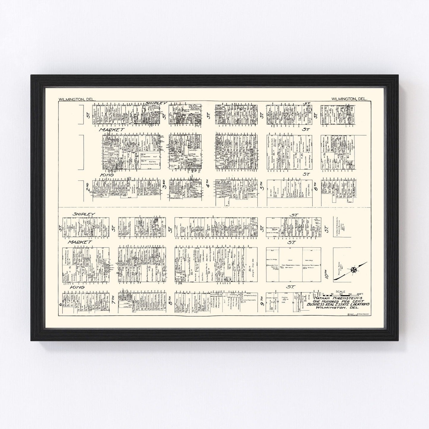 Vintage Map of Wilmington, DE Business Section 1929