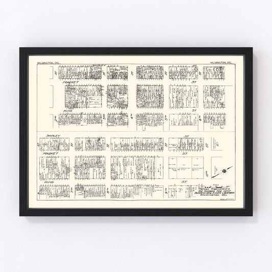 Vintage Map of Wilmington, DE Business Section 1929
