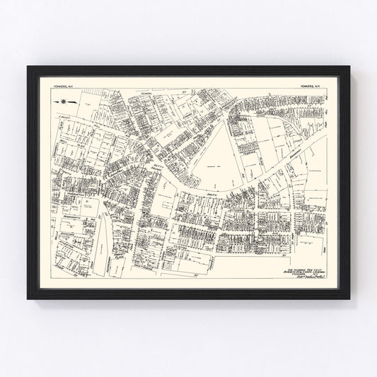 Vintage Map of Yonkers, NY Business Section 1929