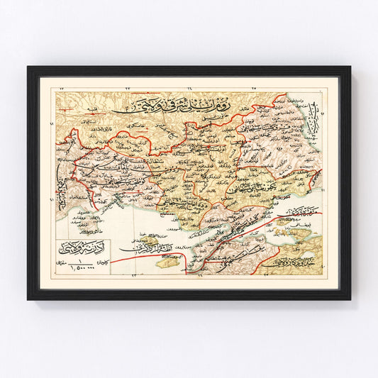 Vintage Map of Edirne, Turkey 1909