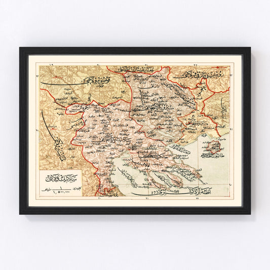 Vintage Map of Selonika Ottoman Empire, 1909