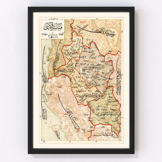 Vintage Map of Manastir Region, 1909