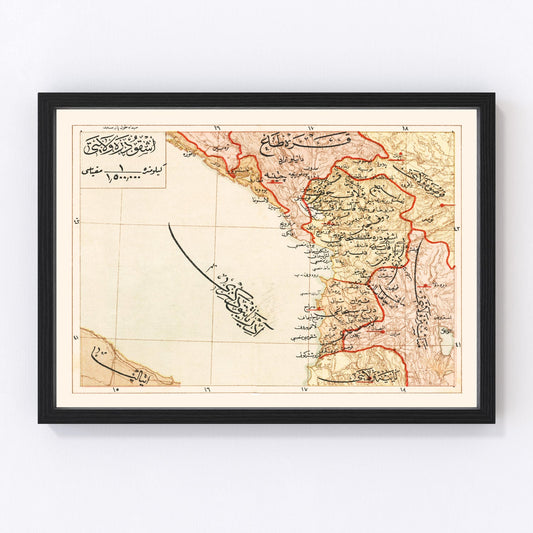 Vintage Map of Ashghodareh Region, 1909