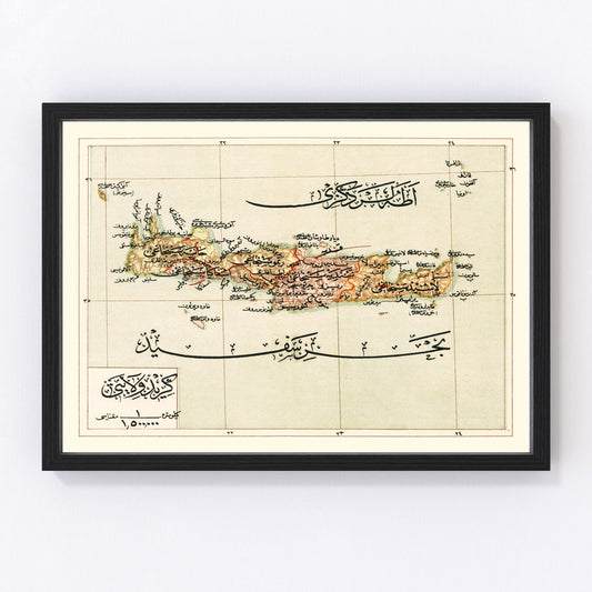 Vintage Map of Crete Island, 1909