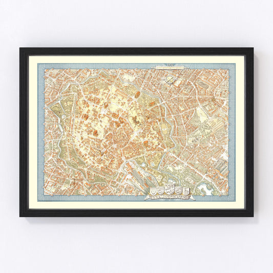 Vintage Map of Braunschweig, Germany 1954