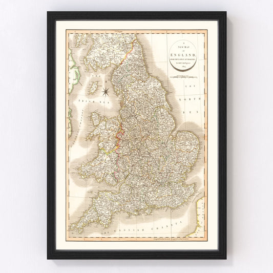 Vintage Map of England 1809
