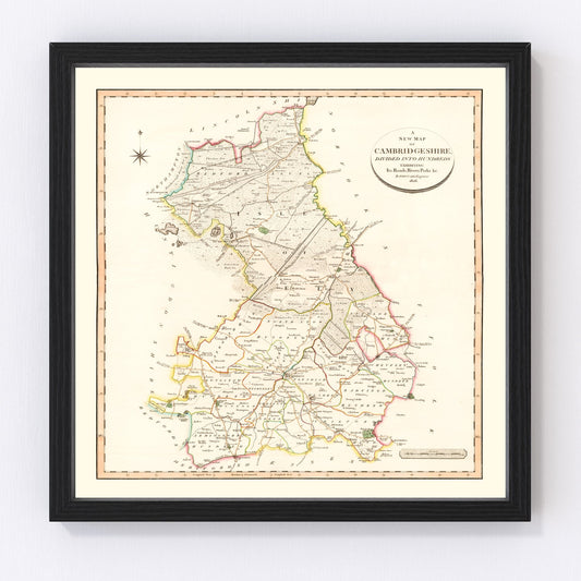 Vintage Map of Cambridgeshire County England, 1808