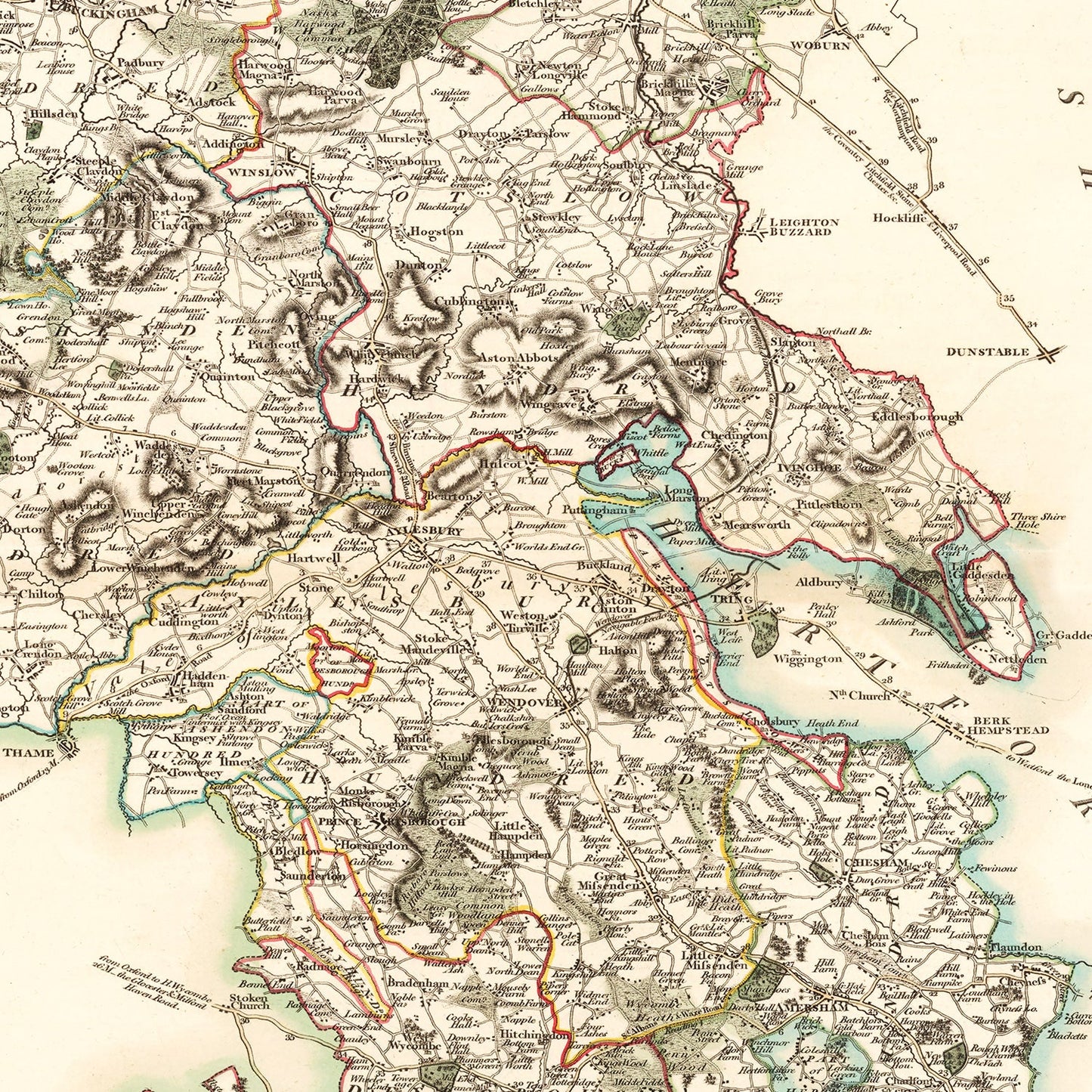 Vintage Map of Buckinghamshire County England, 1801