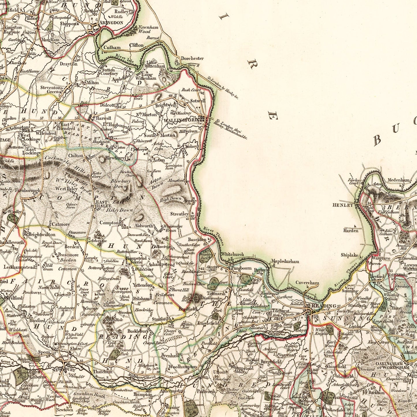 Vintage Map of Berkshire County England, 1801