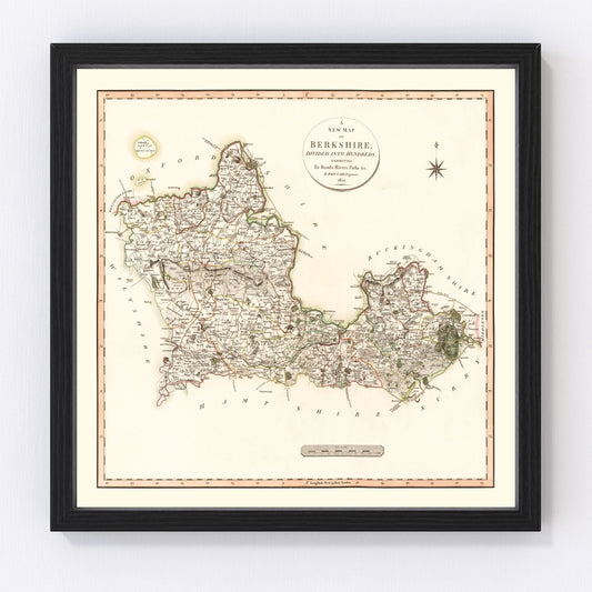 Vintage Map of Berkshire County England, 1801