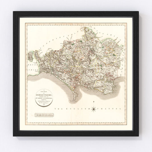 Vintage Map of Dorsetshire County England, 1806