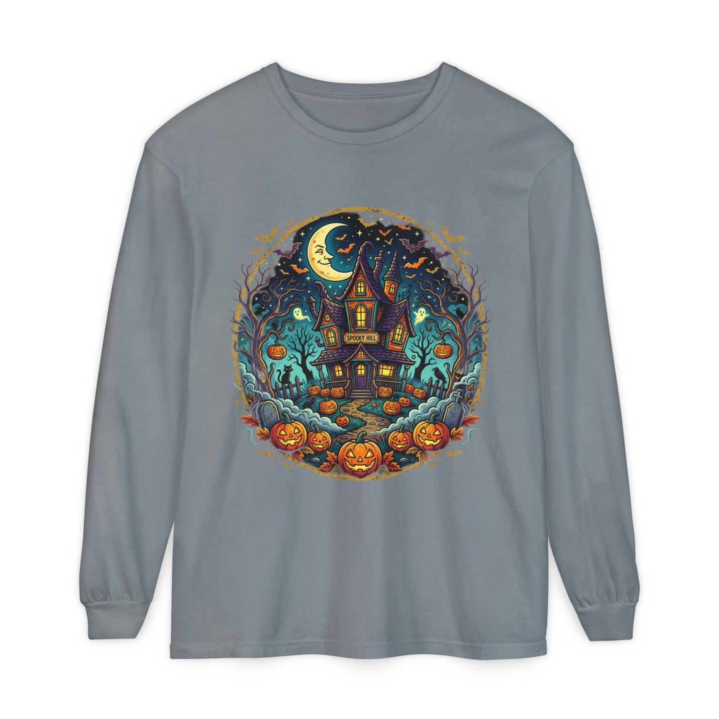 Haunted House Halloween Long Sleeve Tee