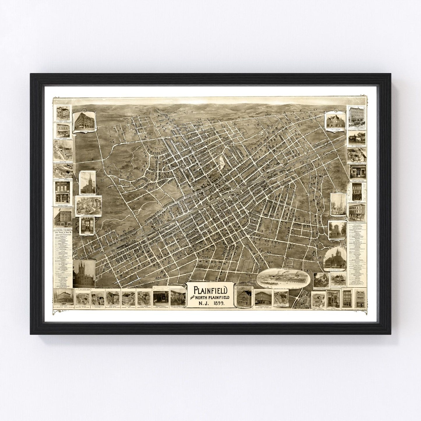 Vintage Map of Plainfield, New Jersey 1899