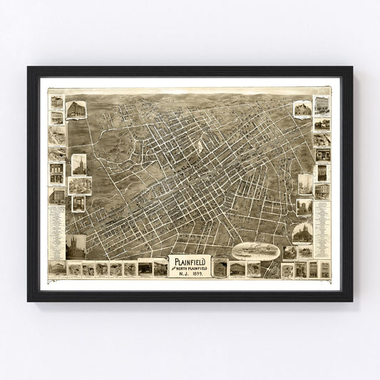 Vintage Map of Plainfield, New Jersey 1899